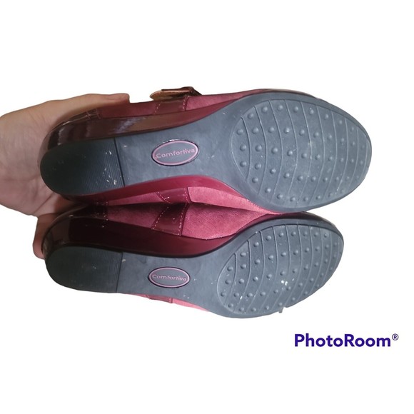 COMFORTIVA leather  Mary-jane Wedge  Preowned cushioned memory foam woman's  7W - Picture 5 of 6